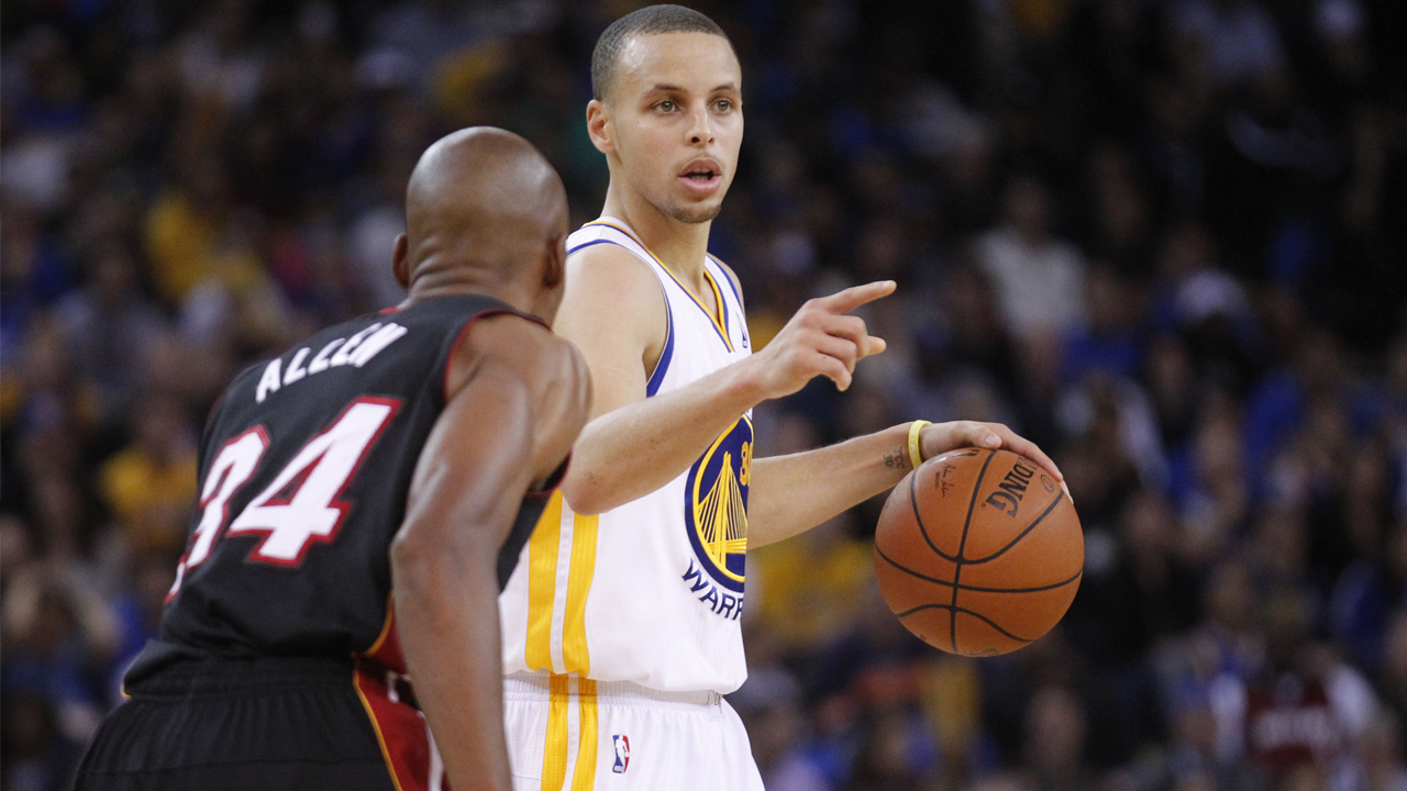 Ray Allen guarding Steph Curry